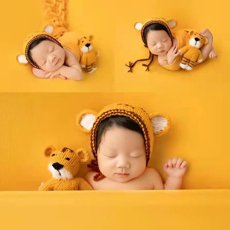 

MOMLUVBB Tiger Hat Doll Newborn Photography Props Crochet Bebes Accesorios Recien Nacido Cute Baby Costume Photo Shoot Outfit