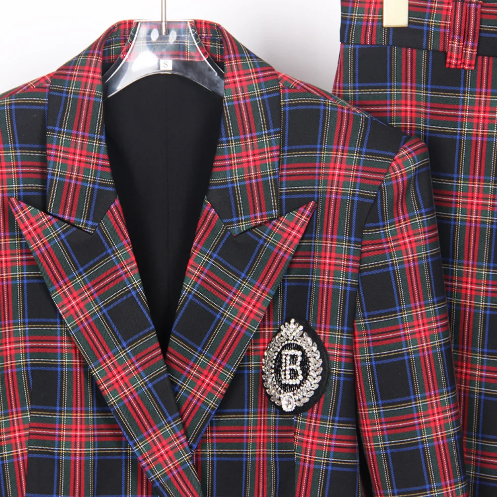 2023 Spring and Autumn New Women's Suit Pants Set with Diamond Badge High-end Fabric Double-breasted Small Suit Coat