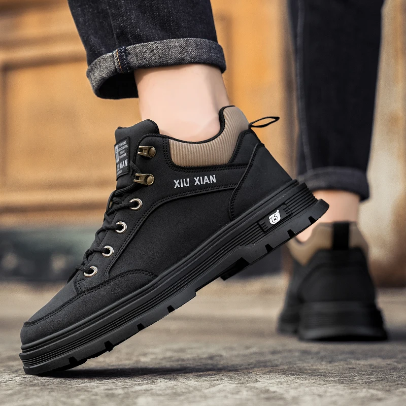 Men's Shoes Autumn Construction Site Work Non-Slip Wear-Resistant Labor Protection Overalls Outdoor Mountaineering Spor...