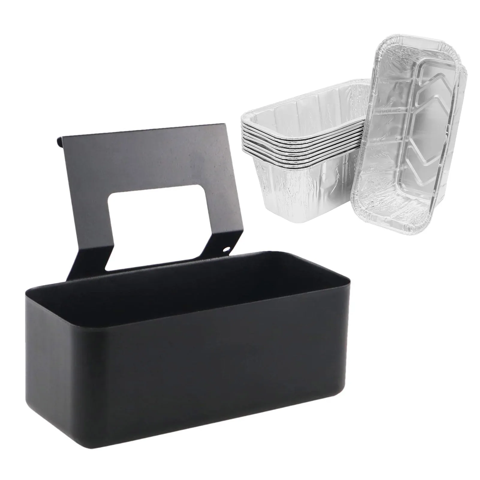 

Grease Catcher with Cup Liners Drip Catcher Pan for Blackstone Professional Flat Top Griddle Liquid Holders Black Tray with 10-P