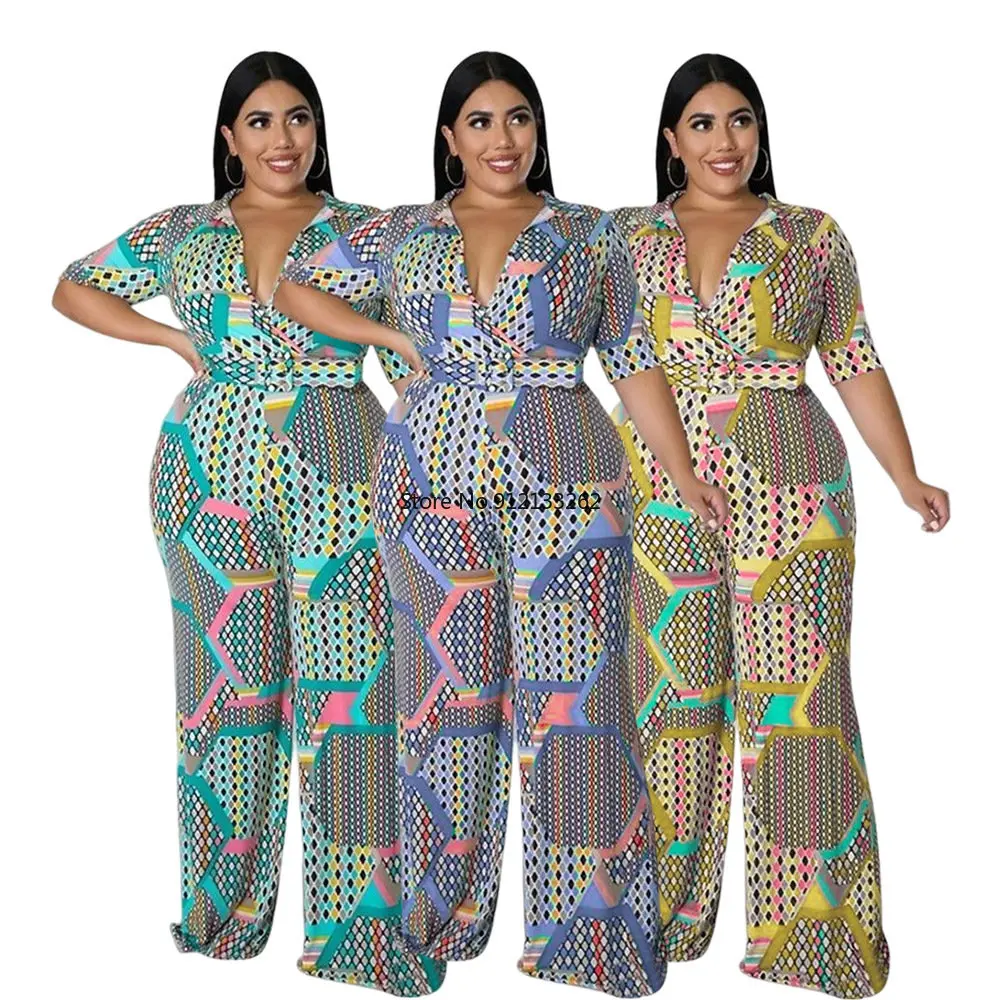 

XL-5XL африканская одежда для женщин, Осенний Африканский Женский Длинный комбинезон с коротким рукавом и принтом из полиэстера, Африканский ...