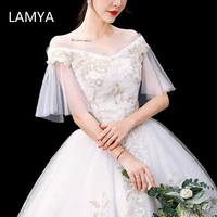 lamya white ivory elegant ball gown v neck wedding dresses for brides lace with lace edge plus size trouw jurk plus size