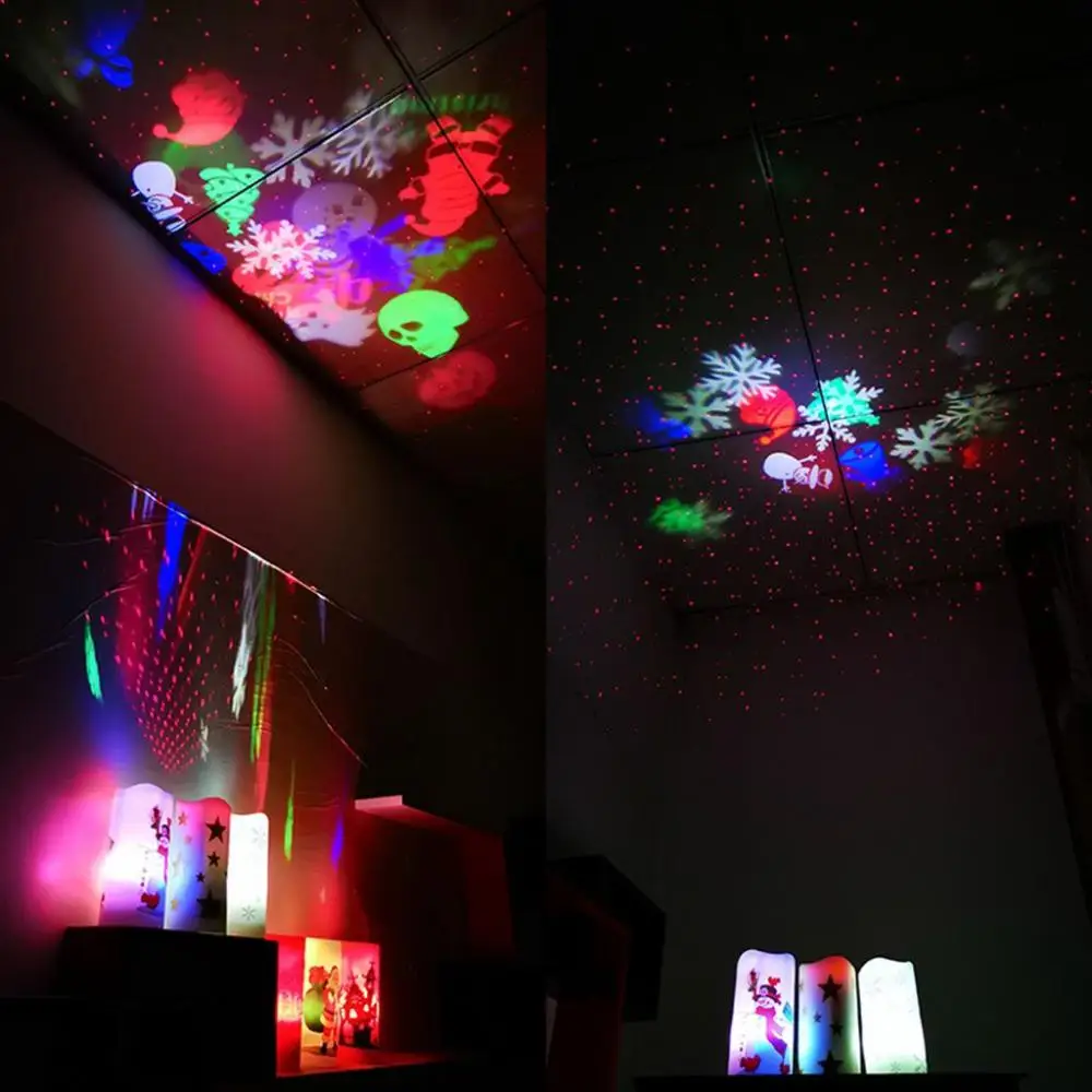 

Gifts Wonderful Snowman/Snowflake Styles Rotating Light Prop Christmas Party Decor Festival Lamp Projector Light Xmas Ornaments