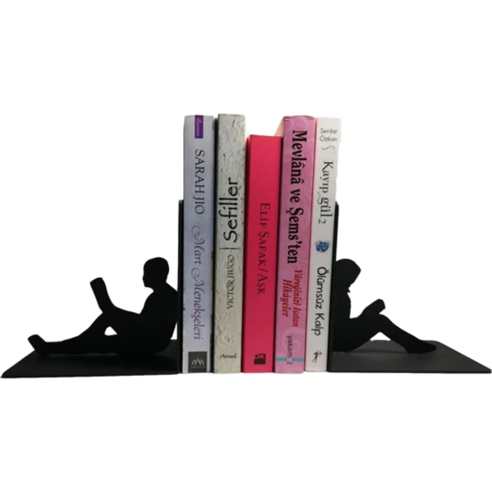 

NEW 2022.Decorative Bookends Bookshelf Metal Book Holders Non-skid Thema Love Heavy Duty Iron Art Black Stand Support Magazines