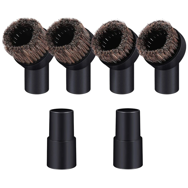 

4Pcs Horsehair Bristle Replacement Round Dust Vacuum Brush 0.98 Inch And 1.25 Inch 2Pcs Vacuum Hose Universal Adapters