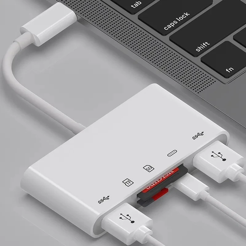 3 Heads USB Adapter 5 In 1 TypeC Android IOS Flash Drive SD/TF Card Reader Adapter for Iphone Ipad Macbook Laptop Xiaomi Samsung