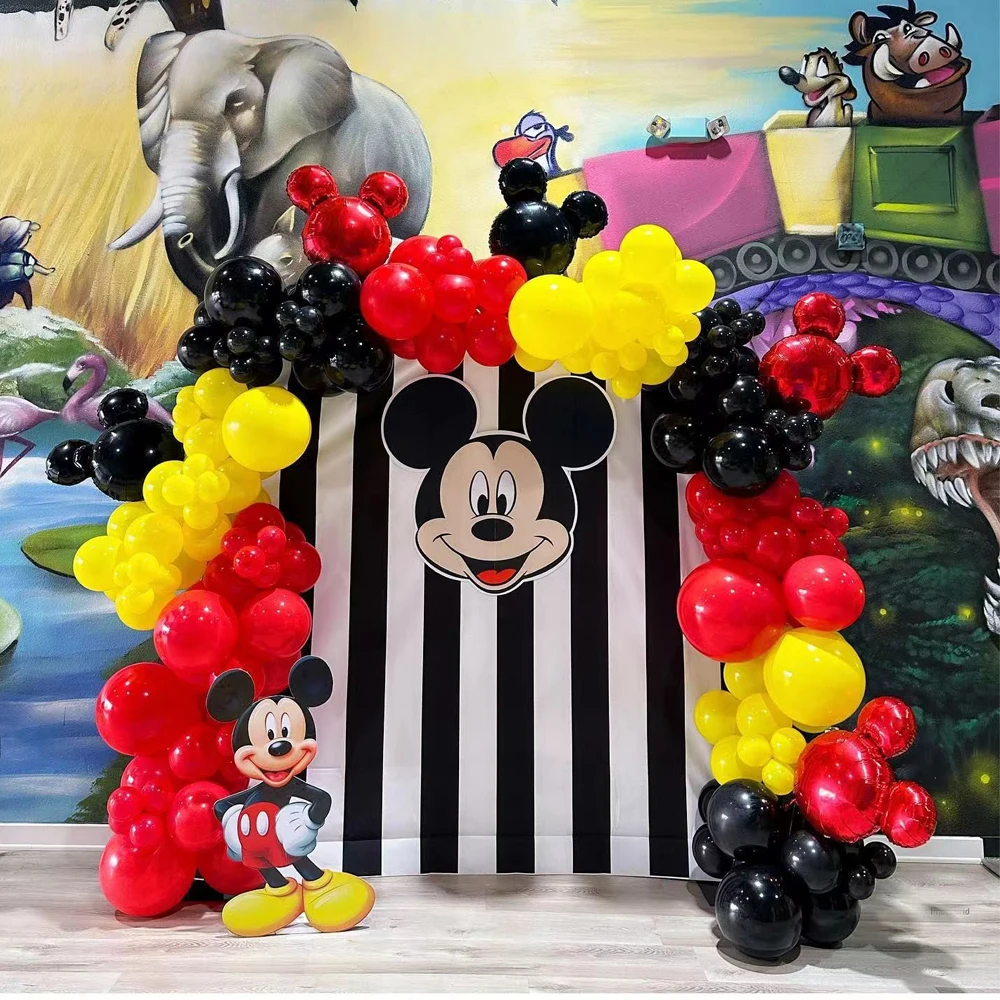 

93pcs Disney Mickey Head Balloon Arch Garland Kit Red Black Latex Balloons Boys' Birthday Party Decorations Baby Shower Supplies