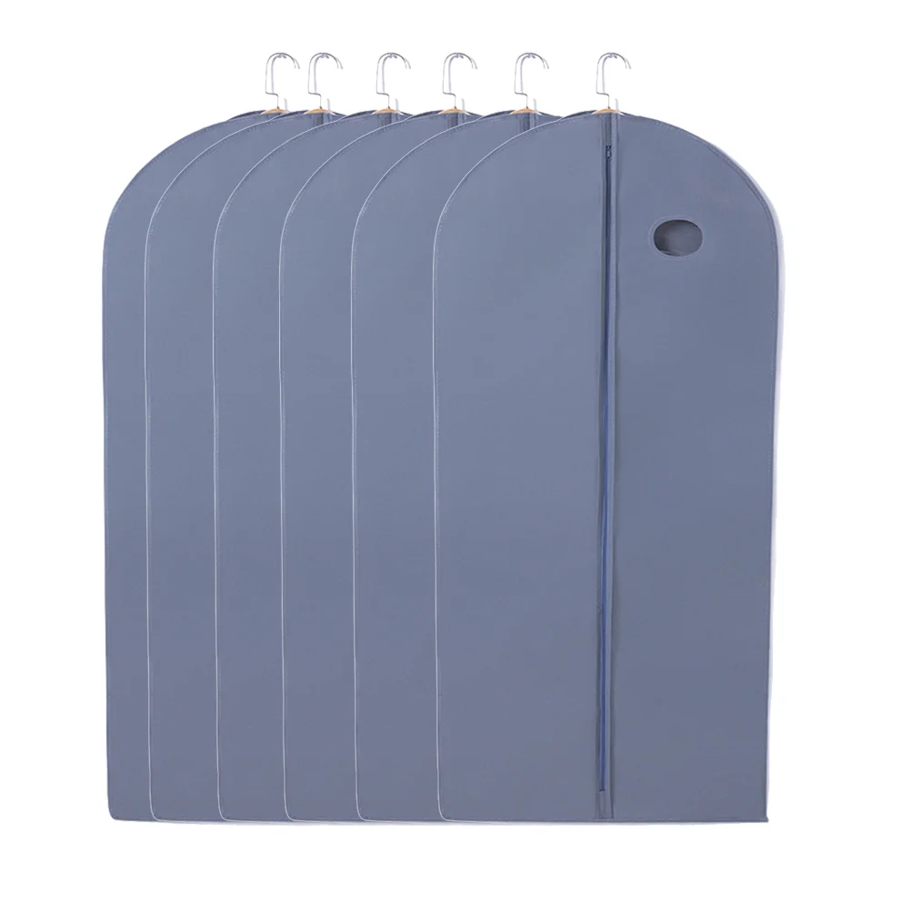 

6Pcs Clothes Dust Covers Breathable Garment Storage Bag Protectors for Suit Coats Jackets Grey Size