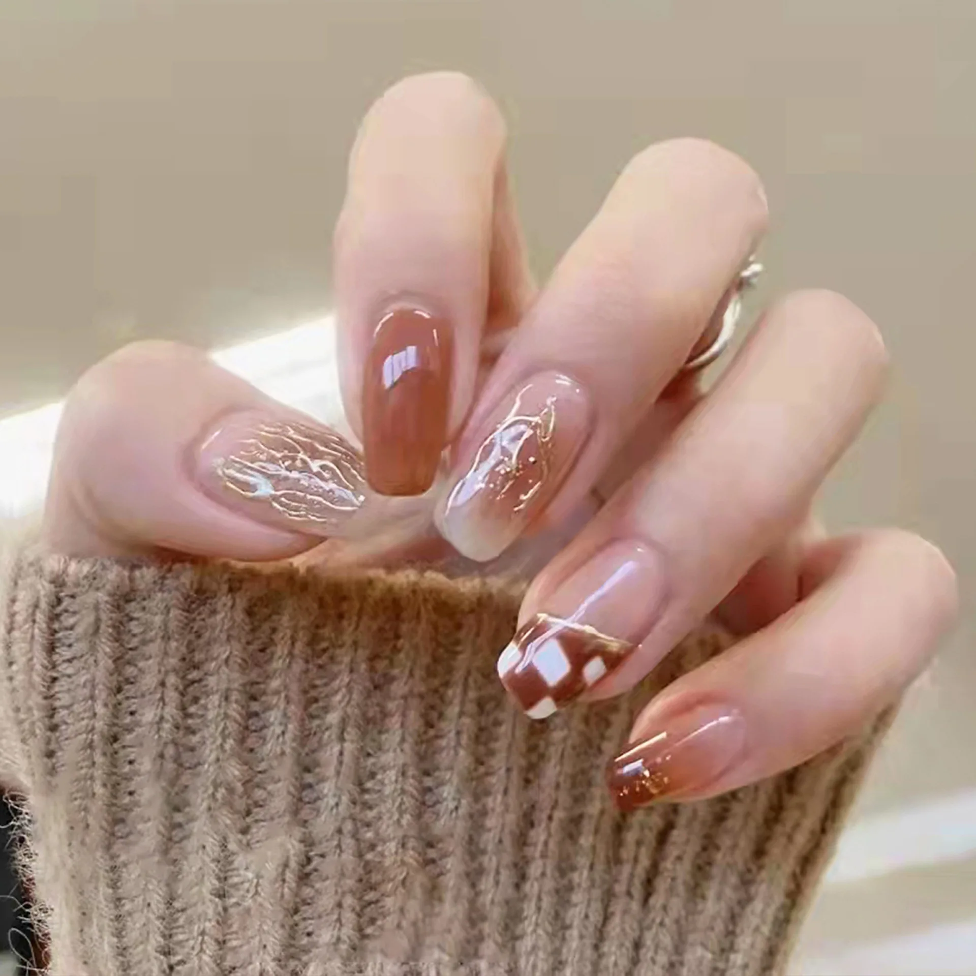 

False Nails Tips for Nails Fingernails Acrylic Fake Nails Art Artificial Nails Leopard Design Women Nail Press On Nails Free Shi