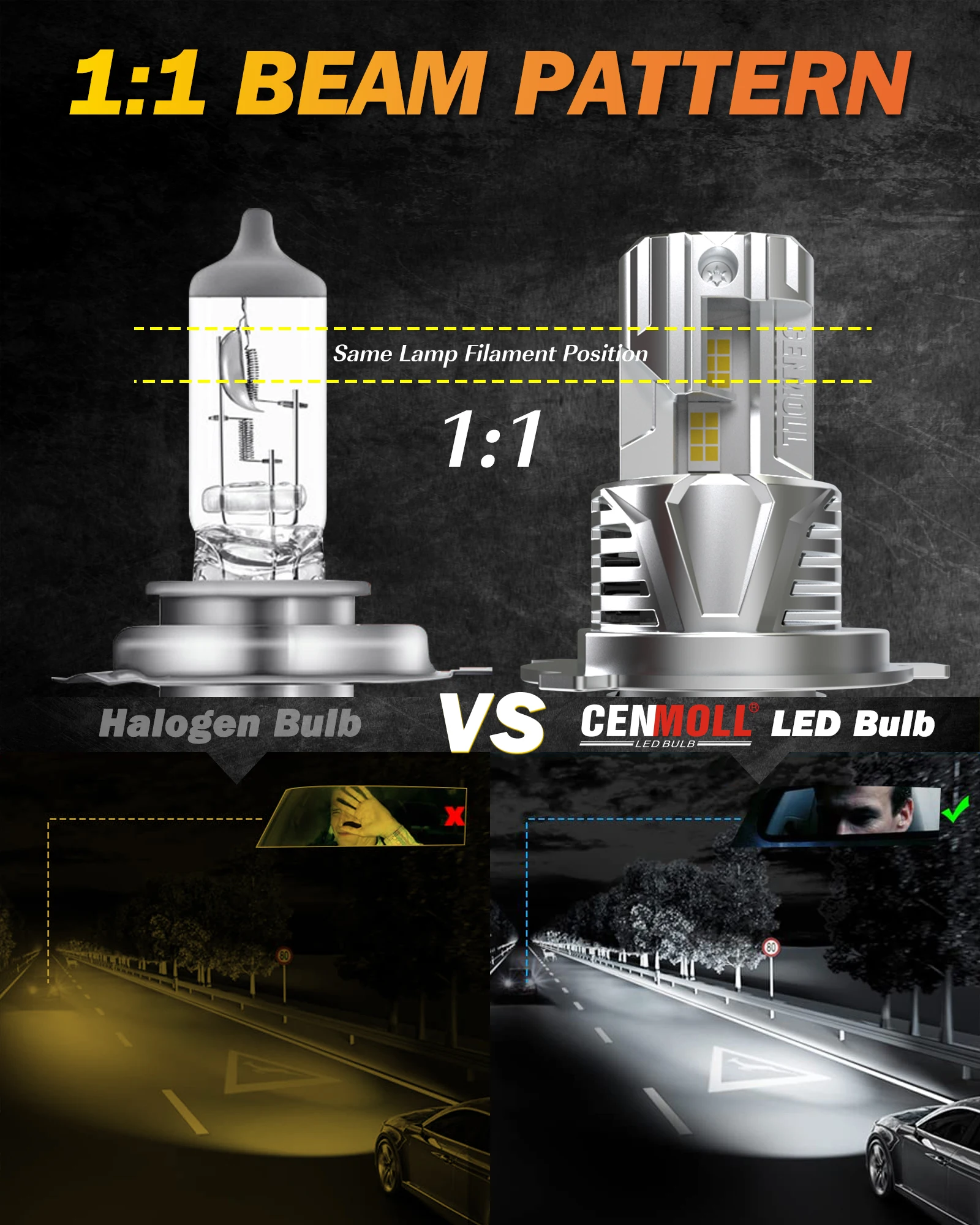 2 шт. Автомобильные светодиодные лампы H4 9003 6000 лм 2006 к