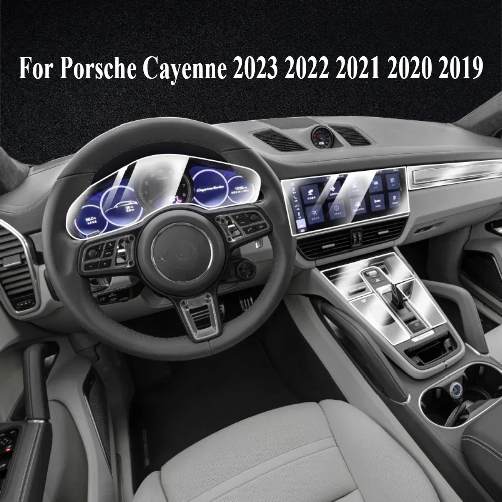 Фото Для Porsche Cayenne 2023 2022 2021 2020 2019, аксессуары для интерьера, прозрачная пленка из ТПУ, панель переключения передач, центральная консоль, защита PPF №1