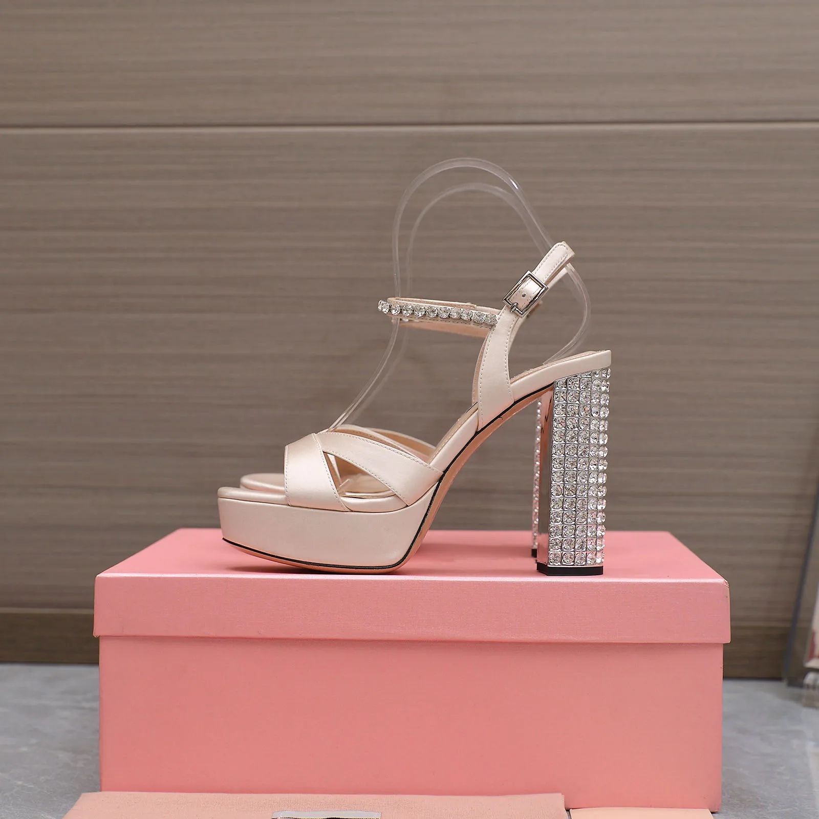 Women Shoes Crystal Platform Sandals Studded Ankle Strap Dancing Fairy Godmother Brand Oeing 8882304290926