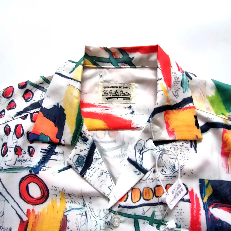 WACKO MARIA Hawaii Shirt Graffiti Printing Men Women 1:1 Top Tees WACKO MARIA Oversized Shirts