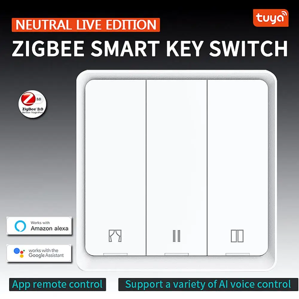 

Смарт-переключатель для штор Tuya ZigBee 86, роликовые жалюзи с беспроводным управлением, работает с Alexa Google