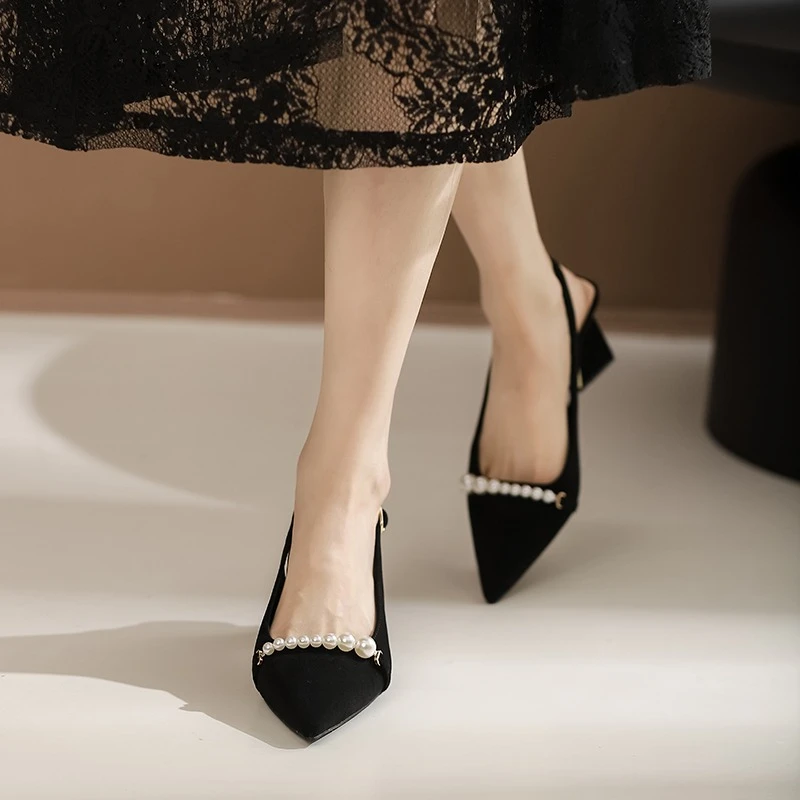 

Sexy Women High Heels Shoes Pointed Toe Chunky Sandals Fashion Dress Party Brand Pumps Summer New Slides Women Slippers