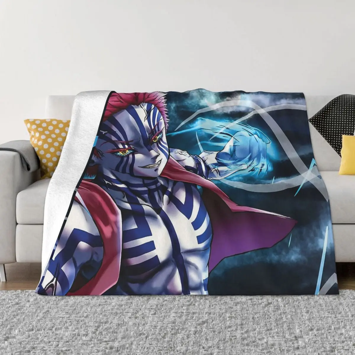 

Demon Slayer Anime Blanket Flannel Spring Autumn Akaza Demon Slayer Warm Throws For Winter Bedding