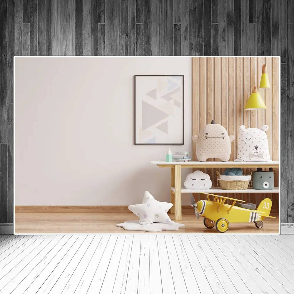 Baby Room Interior Photography Backdrops Decoration Toys Airplane Animals Shelf Custom Child Photocall Photo Background Banner