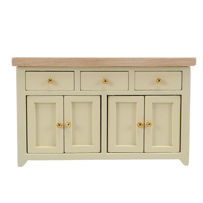 

1:12 Dollhouse Furniture Miniature Kitchen Sideboard Living Room Cabinet Closet Shelf 3 Drawer 2 Door Console Table