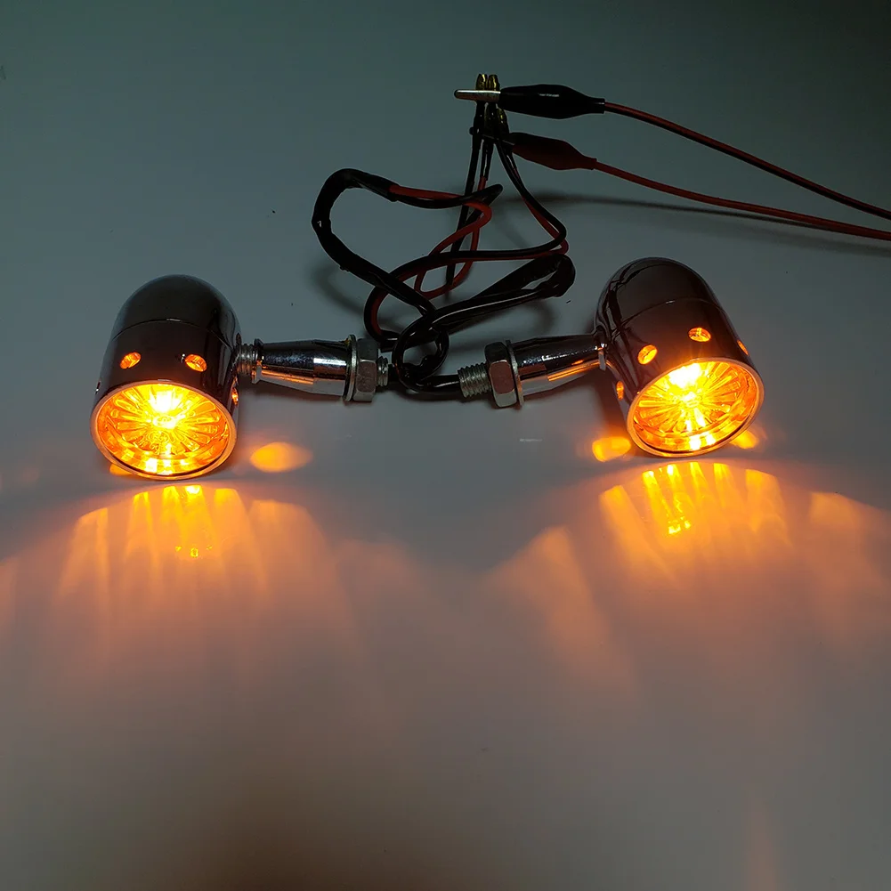 Универсальный ретро светодиодный указатель поворота для мотоцикла янтарный