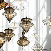 Artistic Industrial Vintage Retro Glass Pendant Lights Designer Led E27 Hanging Lamp Home Decor Loft Restaurant Staircase Bar