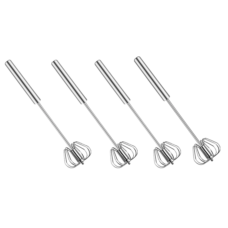 New Whisk, Stainless Steel Egg Beater, Hand Push Rotary Egg 