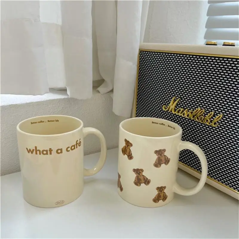 

Large Capacity Ceramic Cup Cute Homemade Water Cup High Beauty Cream Retro Lovers Cup Tableware Personality Bear Mug