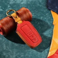 for toyota chr c hr prado prius camry corolla rav4 genuine leather car key case cover shell car key shell protector accessories