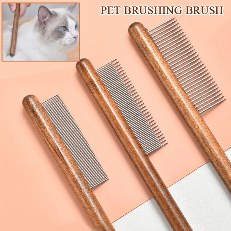 

Wooden Handle Cat Comb Stainless Steel Pet Hair Remover Cat Hair Comb Pet Grooming Massage Dog Brush Cleaning Tool Pets Supplies