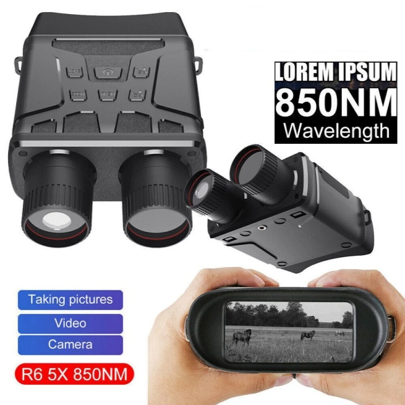 

Binoculars Night Vision Device R6 850nm Infrared 1080P HD 5X Digital Zoom Hunting Telescope Outdoor Day Night Dual Use 300m