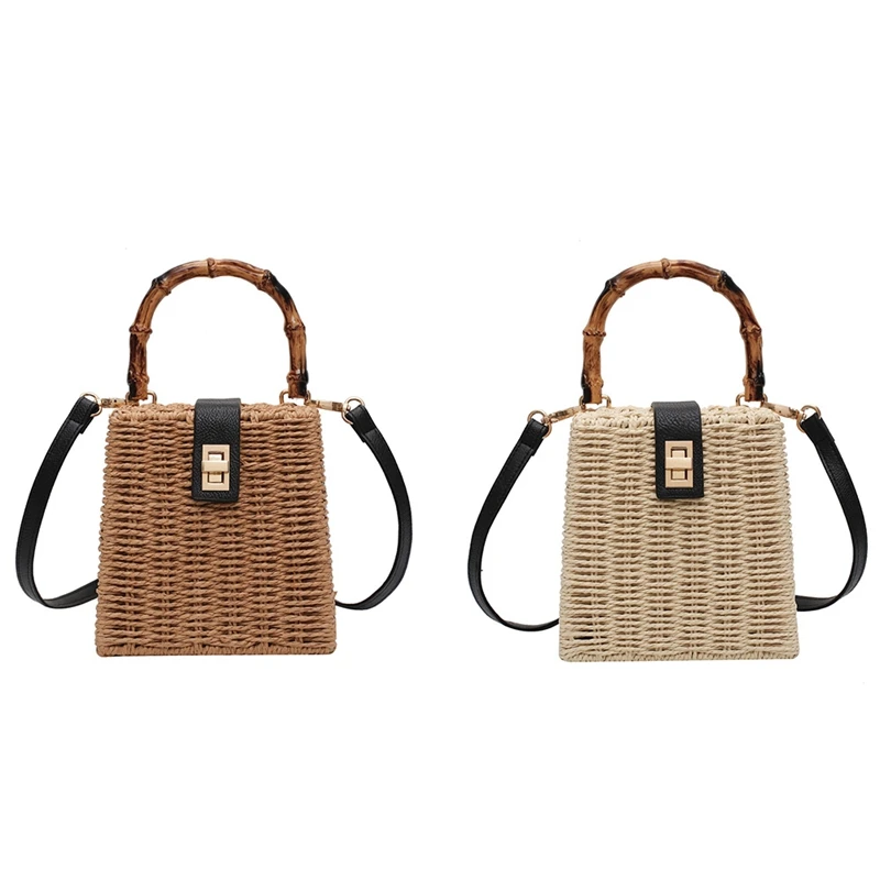 

DOME Weave Small Tote Bag Summer Quality Straw Women's Handbag Beach Travel Shoulder Messenger Bag Hand Bag