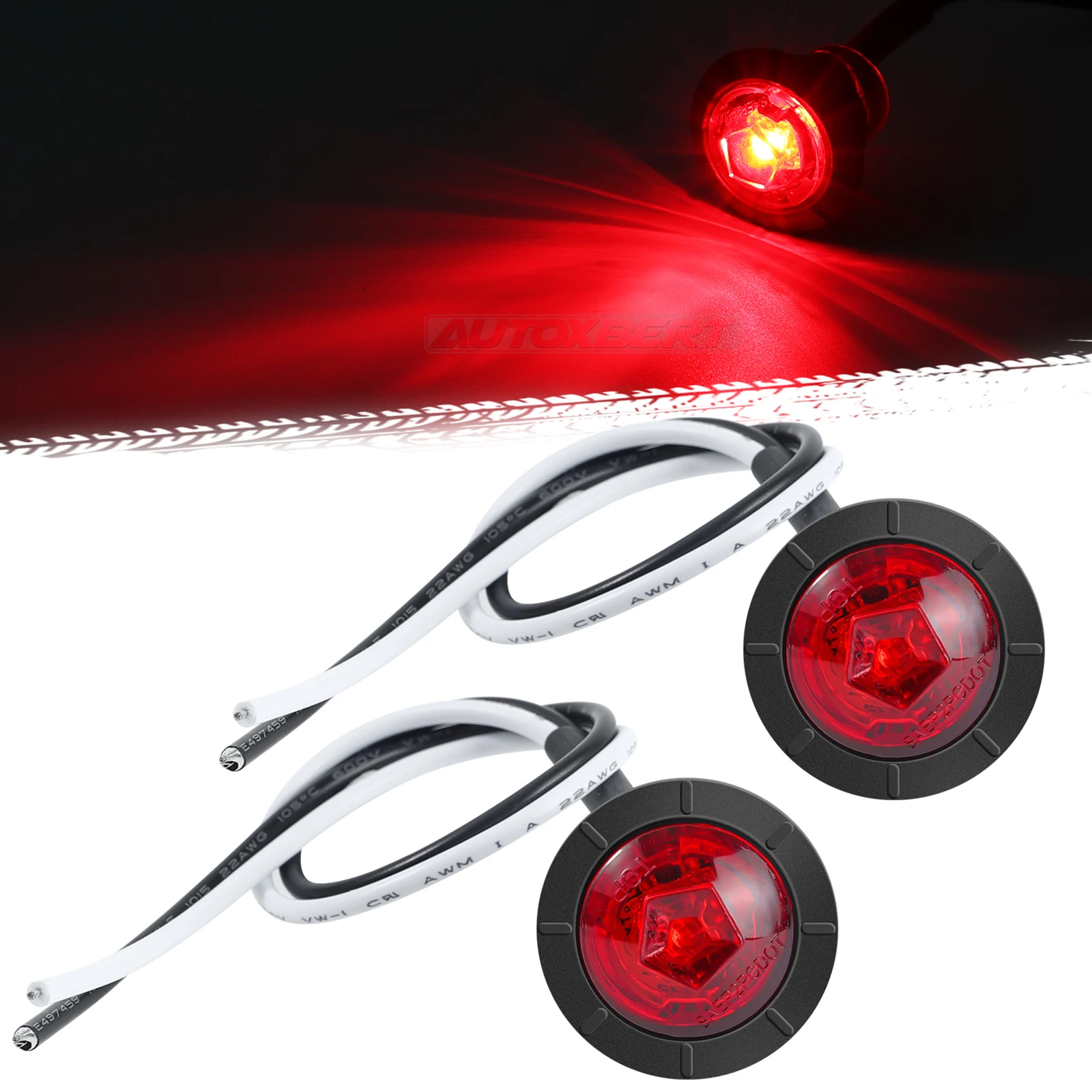 

2/10 шт. Янтарный 3/4 "круглый пуля красный белый светодиодный боковой габаритный фонарь для гриля водонепроницаемый IP68 12 В для прицепа, грузовика, автофургона, квадроцикла