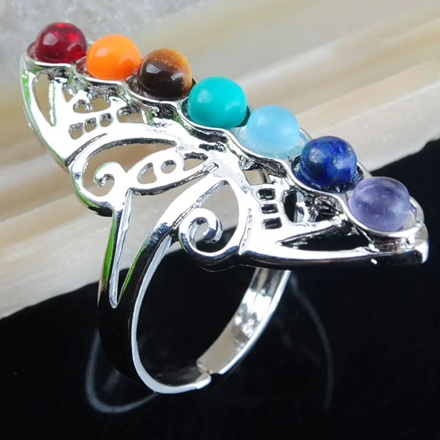 WOJIAER 10 шт./лот семь цветных чакр драгоценный камень для мужчин женщин вечерние