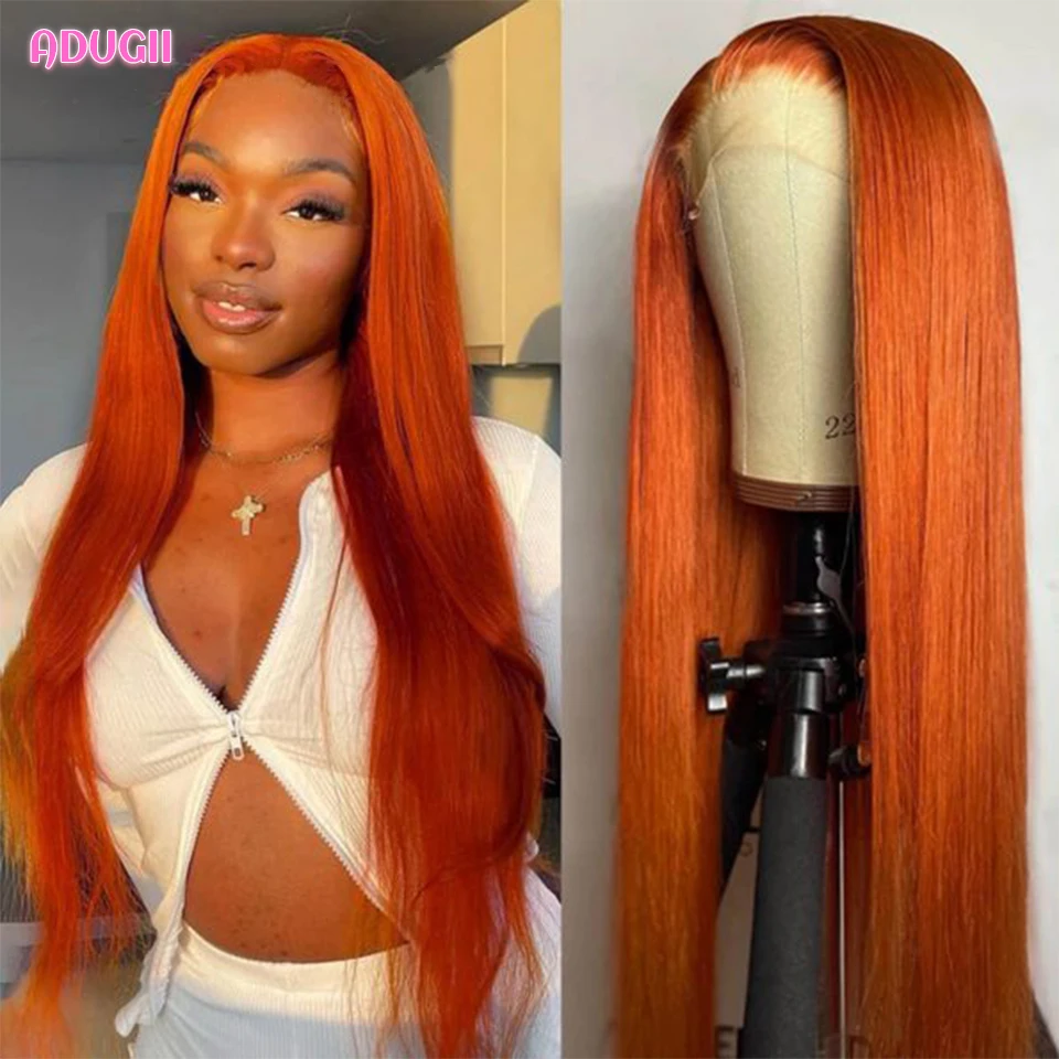 Ginger Orange Lace Front Wig Body Wave Lace Front Wigs For Women Orange Colored Brazilian Straight Human Hair Wig