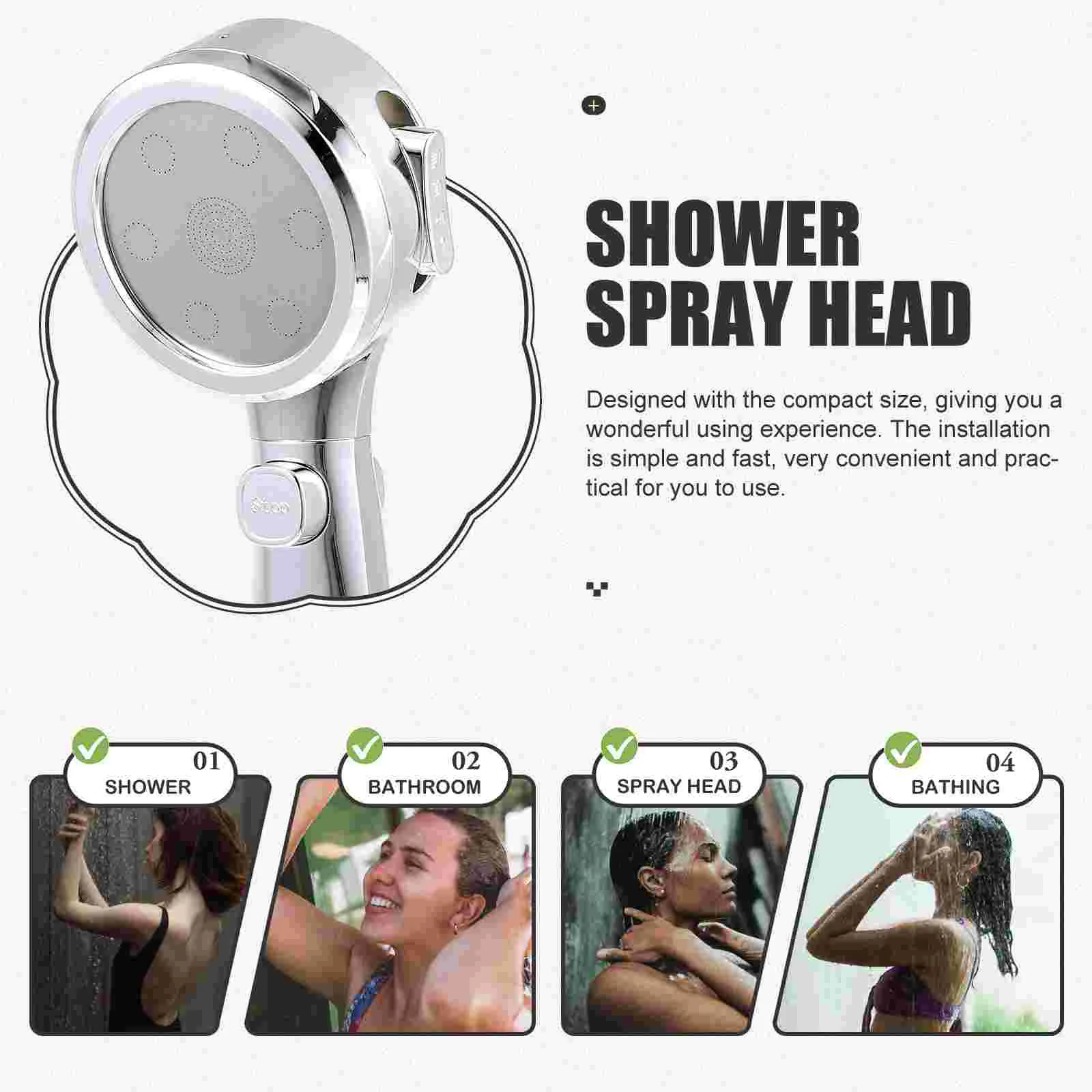 

Shower Sprinkle Pressurized Bathroom Showering Spray Nozzle