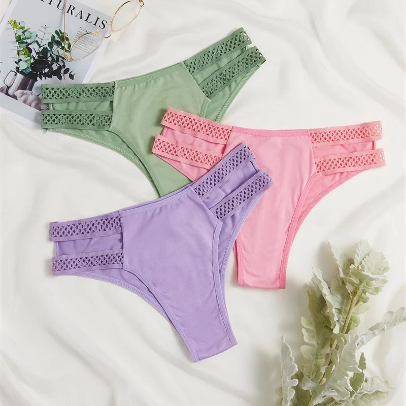 

Бесследные Женские Треугольные брюки с двойным ремешком и тонкими отверстиями для дышащего нижнего белья средней посадки