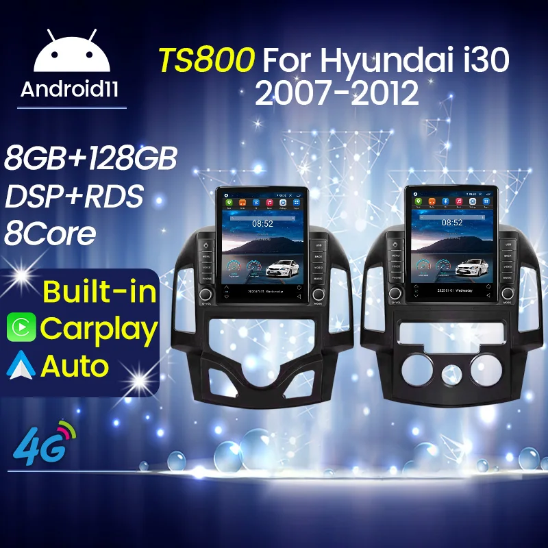 Радиоавтомагнитола Style Android 10 4+64G All In One с мультимедийным видеоплеером и интеллектуальной системой для Hyundai I30 1 FD 2007-2012 on.