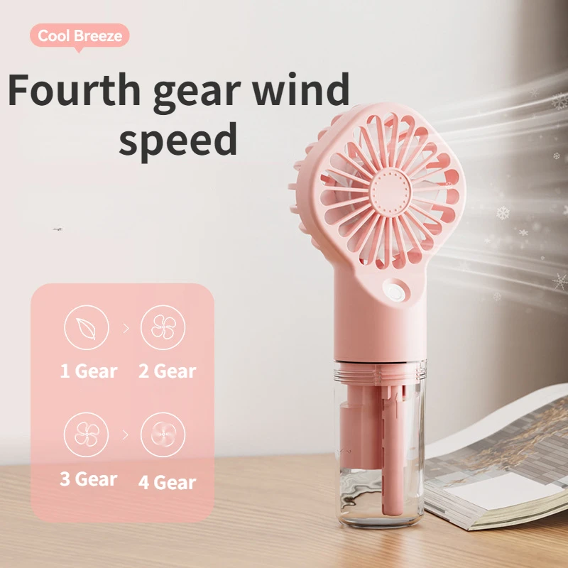 

New Portable Handheld Spray Fan USB Rechargeable Water-Cooled Mute Mini Fan 4 Gear Speed Air-conditioning Mute Fans Outdoor