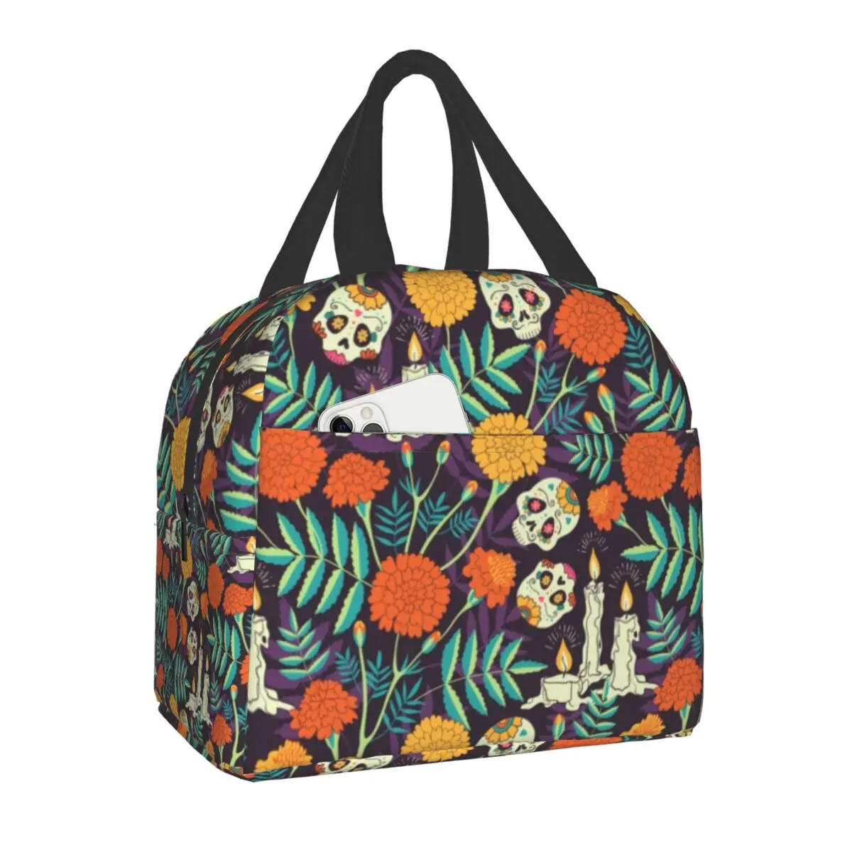 

Изолированная сумка для обеда на Хэллоуин Catrina Day Of The Dead Skull для женщин, портативный термоохладитель, Ланч-бокс для пикника, дорожные сумки