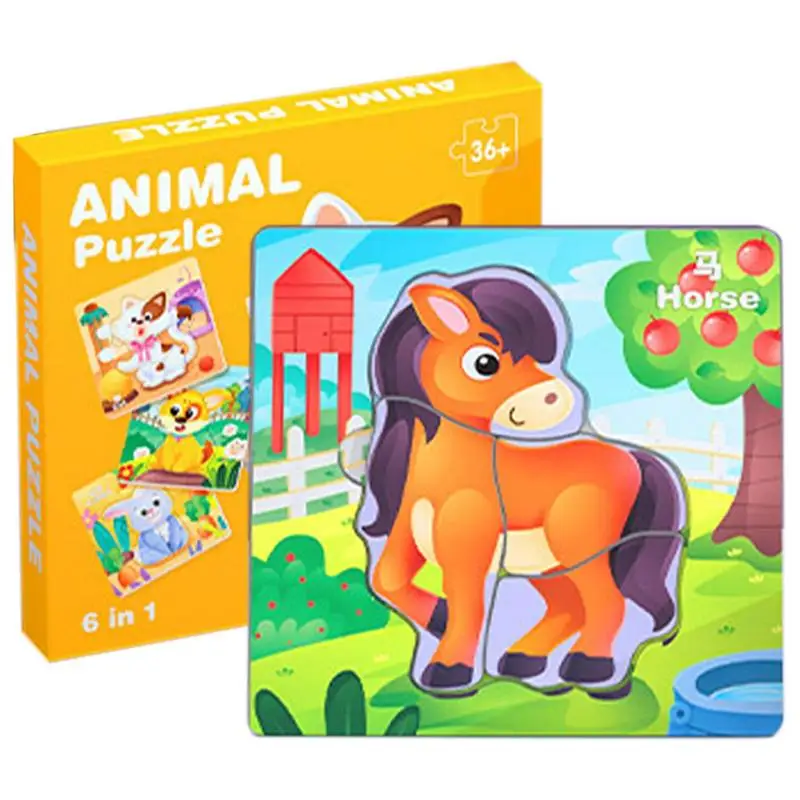 

Paper Puzzle Toddler 6 In 1 English Puzzles For Kids 1-3 Years Old Kids Jigsaw Puzzles Chinese And English Cognition Puzzle