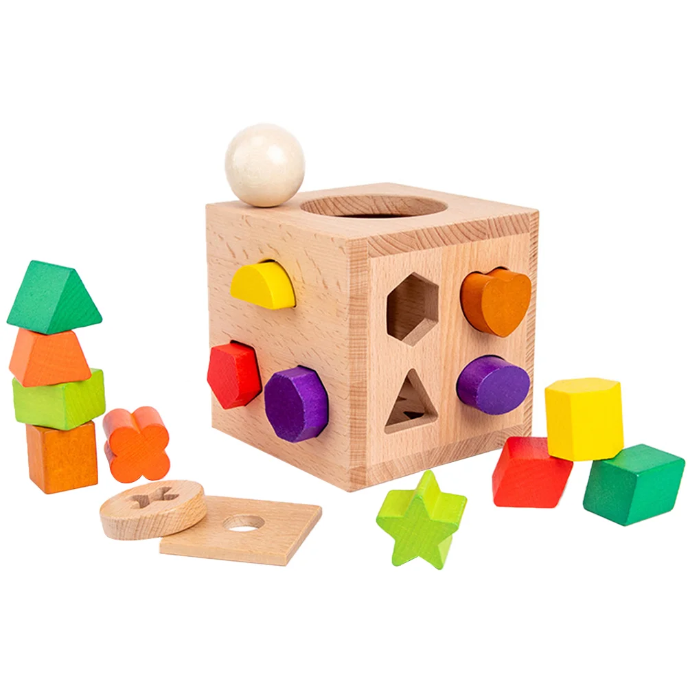 

1 Set Kids Shape Matching Block Wood Building Block Children Educational