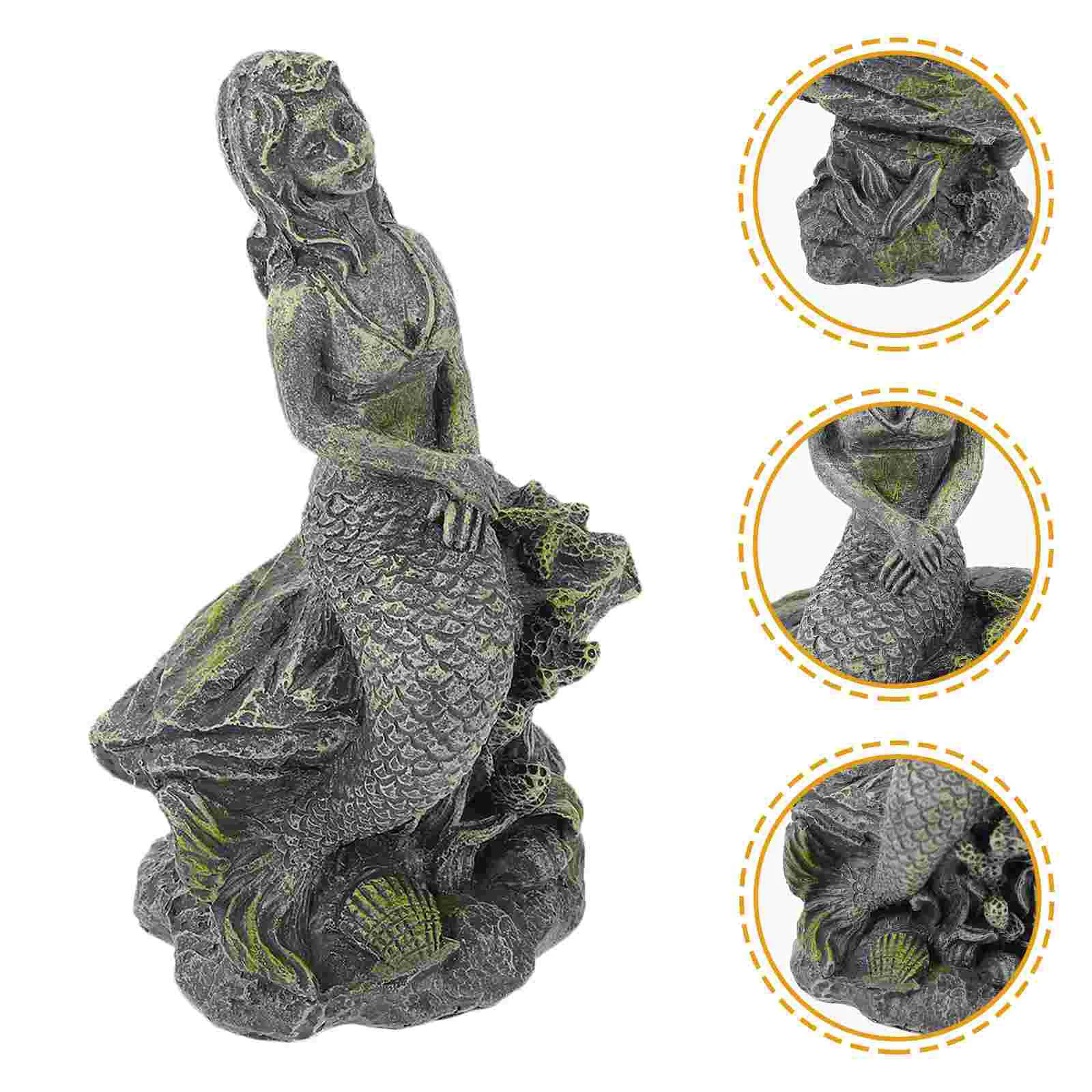 

Resin Mermaid Fish Tank Statue Mermaid Figure Aquarium Ornament Micro Landscape Decoration