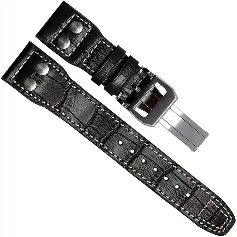 

OliBoPo 22mm Genuine Leather Watch Strap Band fit for IWC PILOT'S Watchs