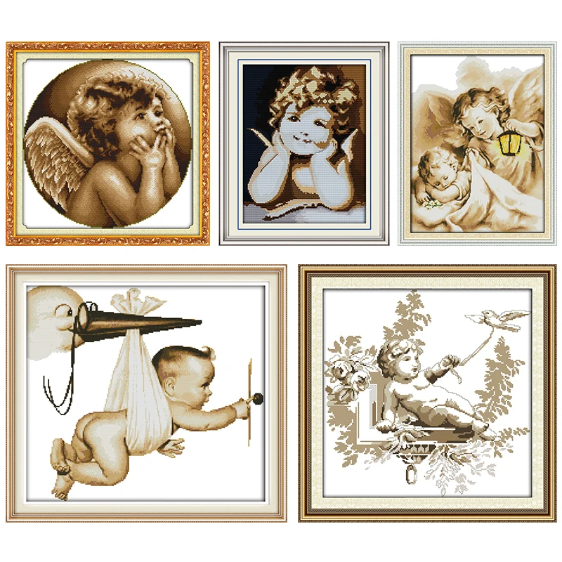 

Lovely Angel Cross Stitch Embroidery Needlework Kits Stamped Patterns 11CT 14CT Printed Counted Thread Crafts DIY Home Decor Set