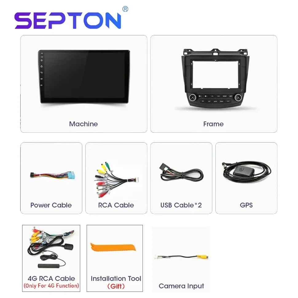 Автомобильный радиоплеер SEPTON для Honda Accord 7 2003-2008 2din GPS Стерео Automovie Мультимедиа 4G