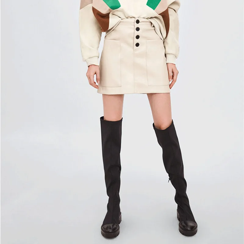 

Женские сапоги выше колена, облегающие сапоги-чулки на толстой подошве, Новинка осени 2022, бархатные рыцарские сапоги, сигаретные сапоги