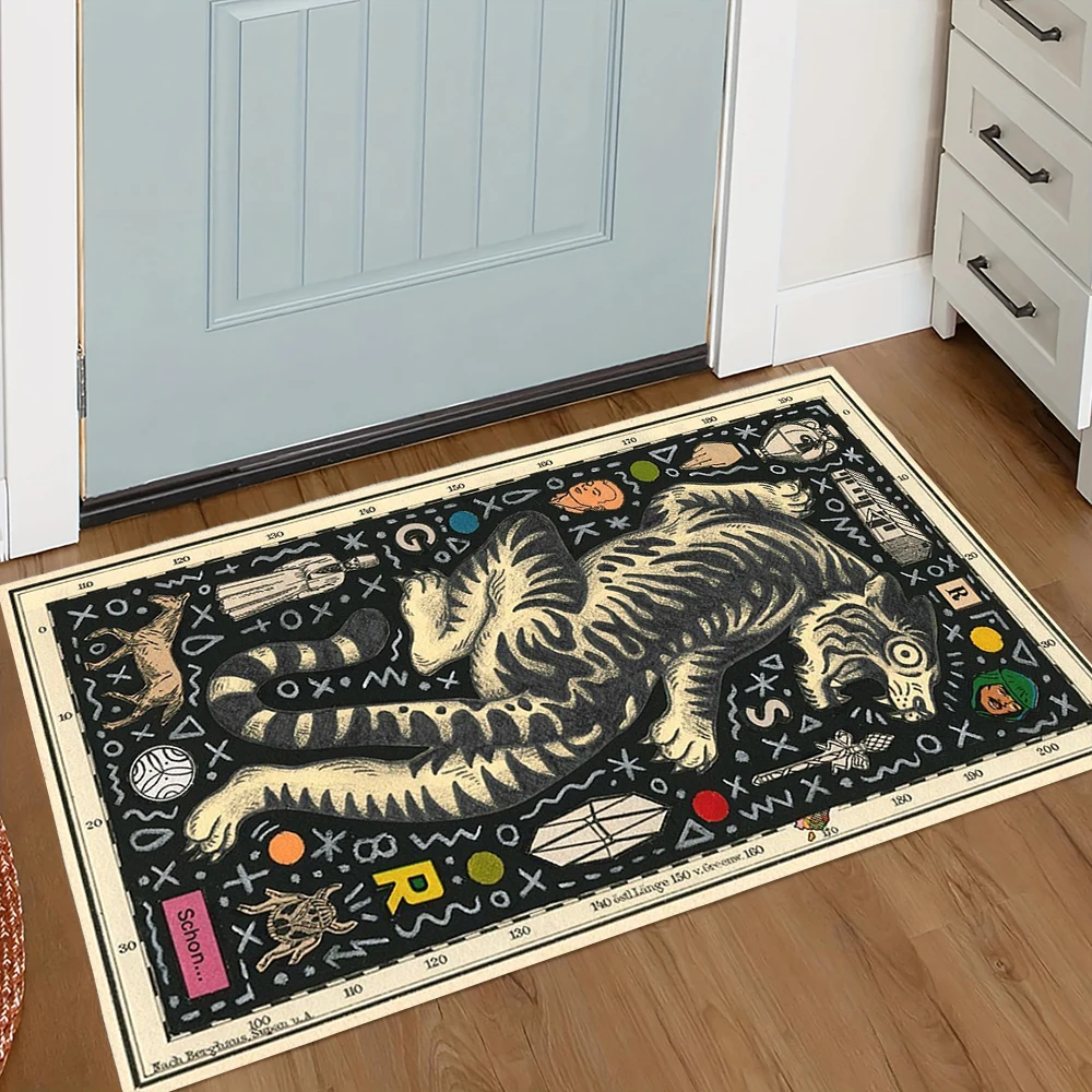 

Ретро коврик с тигром из полиэстера