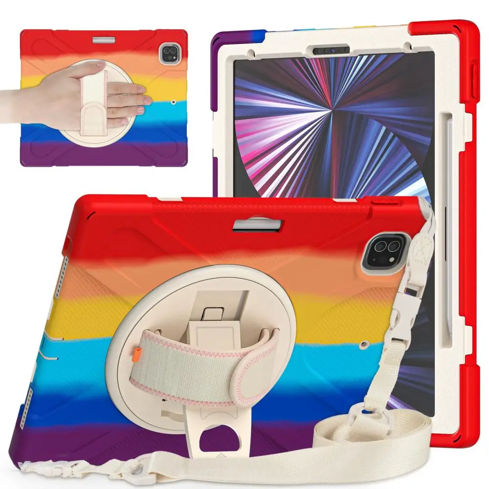

For Ipad Mini 1 2 3 4 5 6 Air 3 10.5 4 5 2022 10.9 7th 8th 9th 10.2inch Pro 9.7 11 12.9 2020 2021 Shockproof Case Shoulder Strap