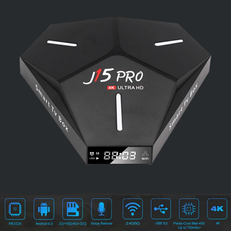 Смарт-приставка J15 Pro Android 9 0 RockChip3328 BT 2 4G 5G Wi-Fi 4K медиаплеер iptv Netflix голосовое