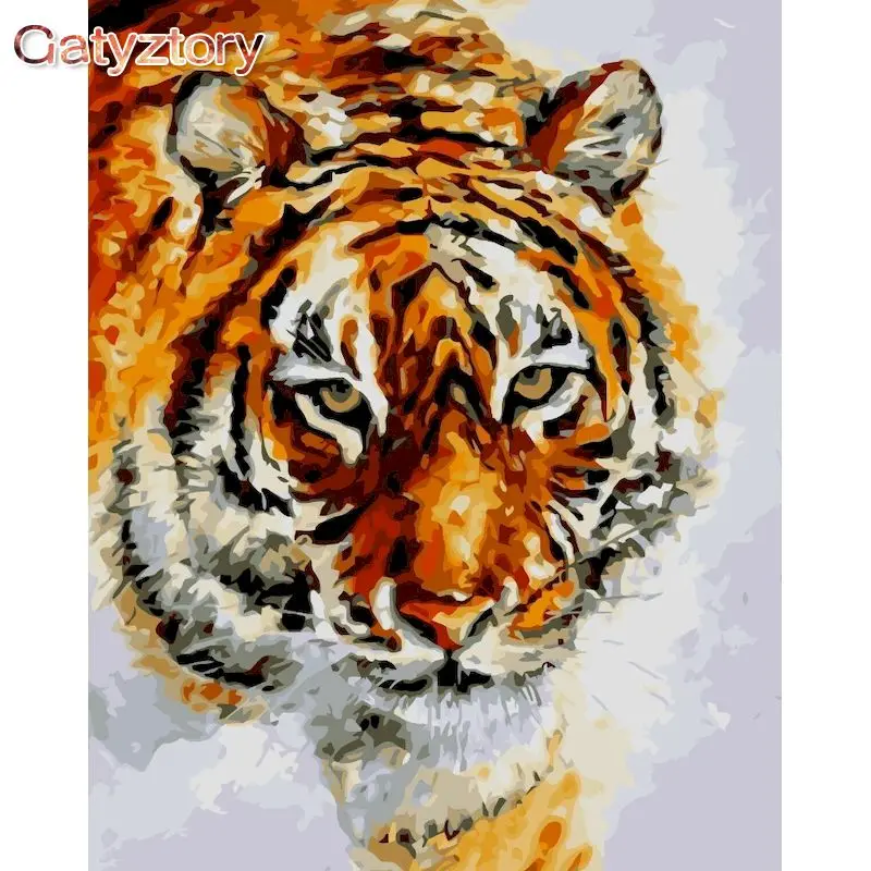 

GATYZTORY Frame Tiger DIY Painting By Numbers Animals Kit Coloring By Numbers Wall Art Picture Acrylic Paint On Canvas Home Deco