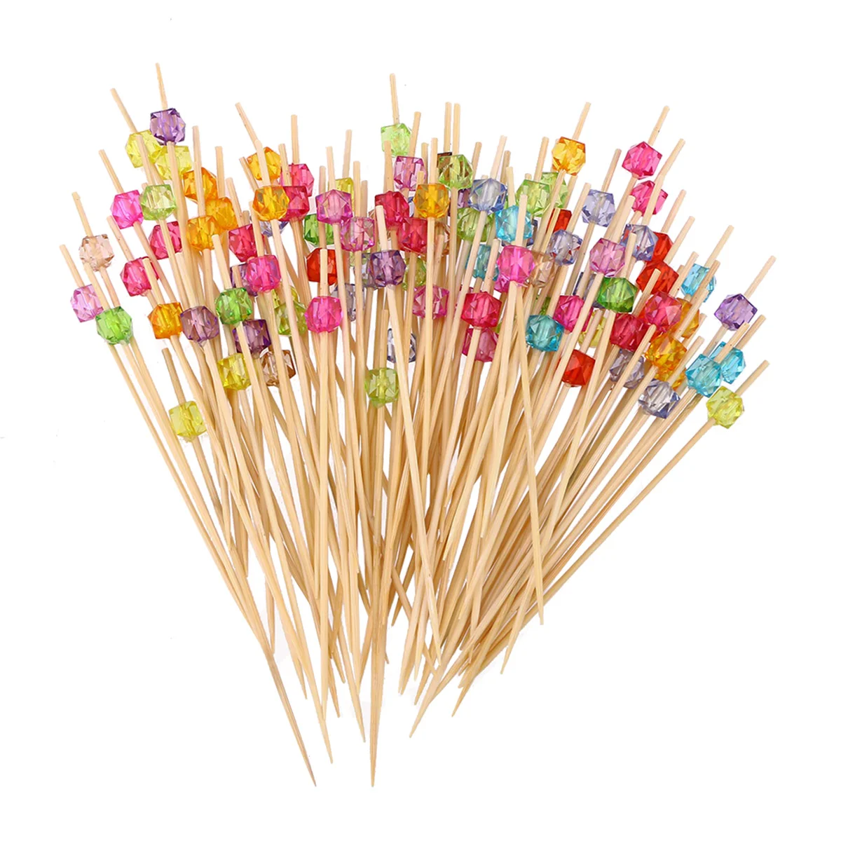 

100 Pcs 12 cm Kids Forks Fruit Skewers Fruit Picks Buffet Cupcake Picks Cocktail Glass Stick Wooden Appetizer Picks